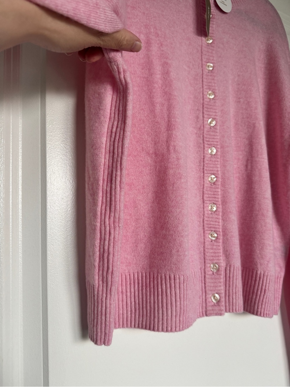 NWT J. CREW Women's Perfect Cashmere Cardigan Heather Bouquet Pink Size Large - Picture 4 of 13